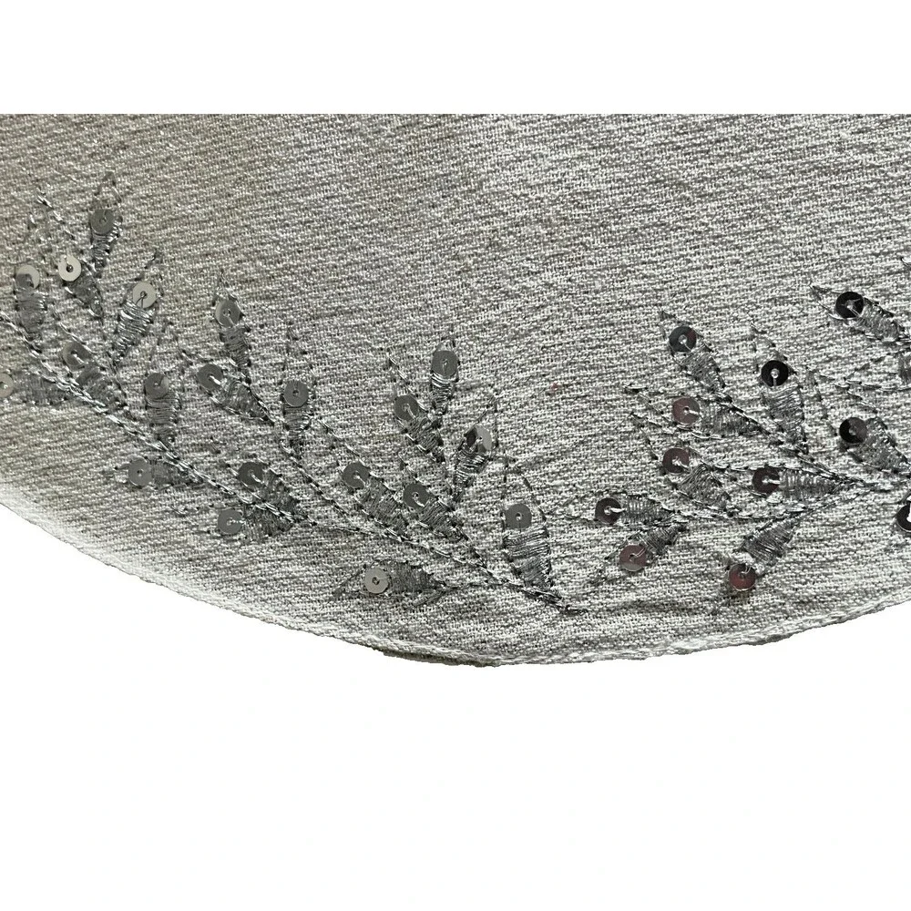 Isaac Mizrahi Christmas Placemats Set of 4 Embroidered Sequins Silver 15